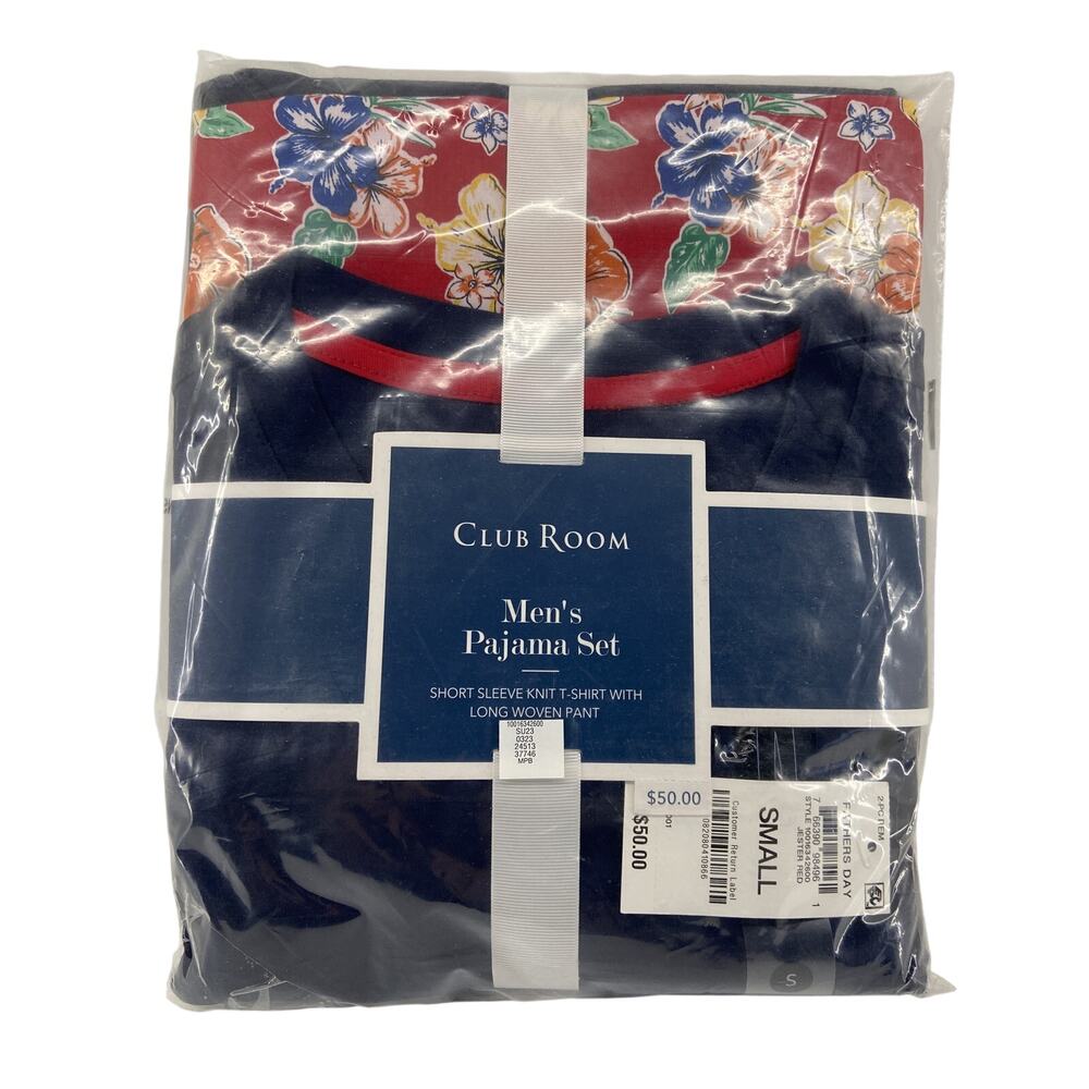 Club Room Pajama Set Men's Size Small Father's Day Jester Red Short Sleeve NEW